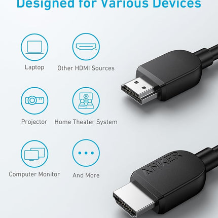 Anker HDMI Cable 8K@60Hz, Ultra HD HDMI Cable 3ft 4K@120Hz, Certified High Speed 48Gbps, Compatible with PlayStation 5, Xbox, Samsung TVs and More