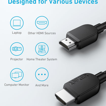 Cable HDMI Anker 8K@60Hz, cable HDMI a HDMI Ultra HD 4K@120Hz de 1,8 m, cable HDMI de ultra alta velocidad certificado de 48 Gbps, compatible con PlayStation 5, Xbox, televisores Samsung y más