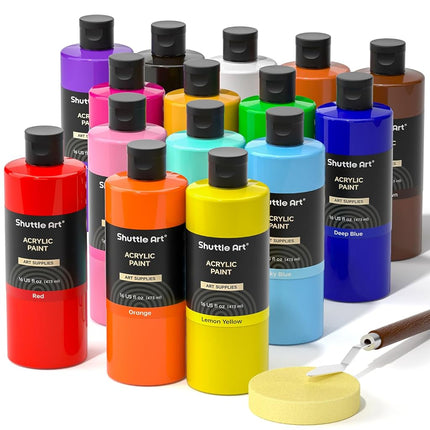 Shuttle Art Acrylic Paint Set, 15 Colours Acrylic 