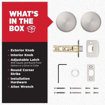 Kwikset 97200-890 Pismo Hallway/Closet Door Knob, Satin Nickel