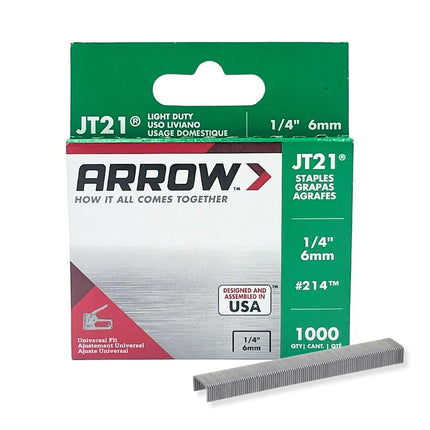 Arrow Staples Jt21 Box 1000 - 1/4 in