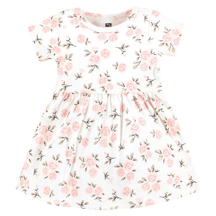 Hudson Baby Baby Girls' Cotton Dresses, Neutral Pink Floral, 9-12 Months