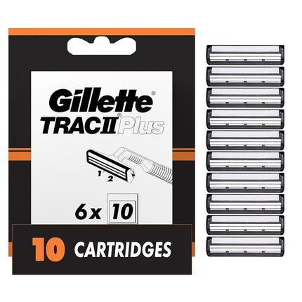 Gillette Trac II Men's Razor Blade Refills with Lubrastrip, 10 Count (Pack of 2), Mens Razors / Blades