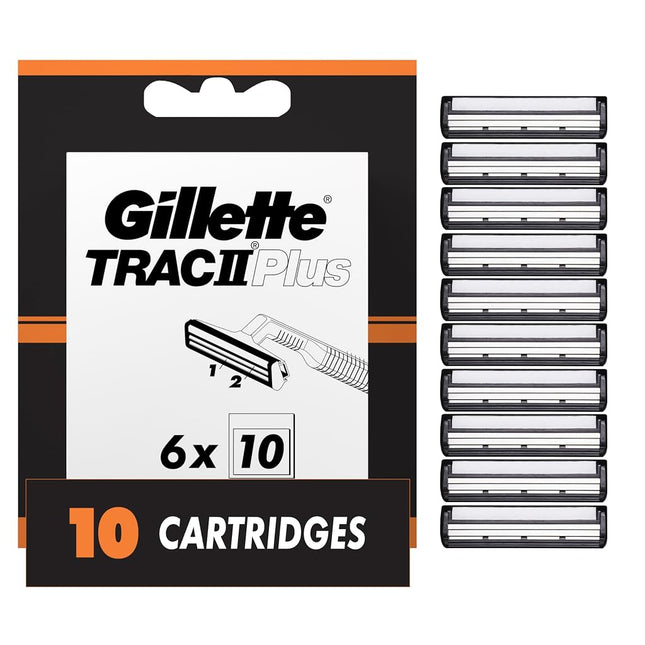 Gillette Trac II Men's Razor Blade Refills with Lubrastrip, 10 Count (Pack of 2), Mens Razors / Blades