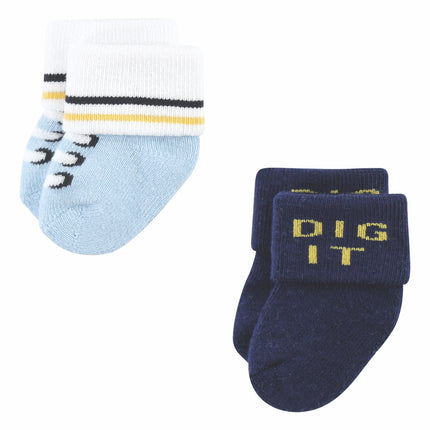 Luvable Friends Unisex Baby Newborn and Baby Terry Socks, Bulldozer, 6-12 Months