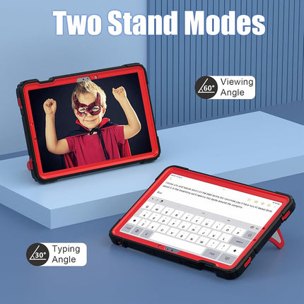 AKABEILA Compatible with Samsung Galaxy Tab S10 FE 2025 Tablet Case，Lightweight Shockproof Rugged Protective Cover with Kickstand for Kids Children Boys Babies Black Red