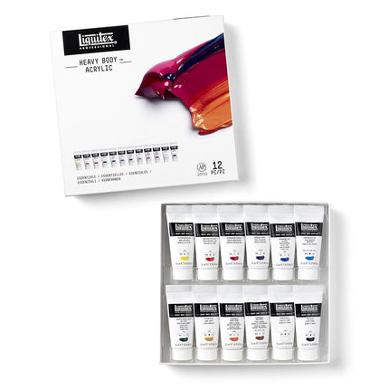 Pintura acrílica de cuerpo denso profesional Liquitex, 12 x 22 ml (0,74 oz), juego de elementos esenciales