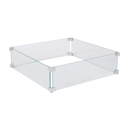 Fire Sense Fire Pit Wind Guard | Square | Clear Glass | 22.5 Inches | Tempered Glass | For Propane, Gas, Fire Pits and Patio Heaters