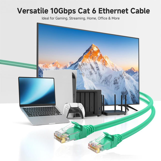 Cable Matters 5-Pack Snagless Cat6 Ethernet Cable (Cat6 Cable/Cat 6 Cable) in Green 10 Feet - Available 1FT - 150FT in Length