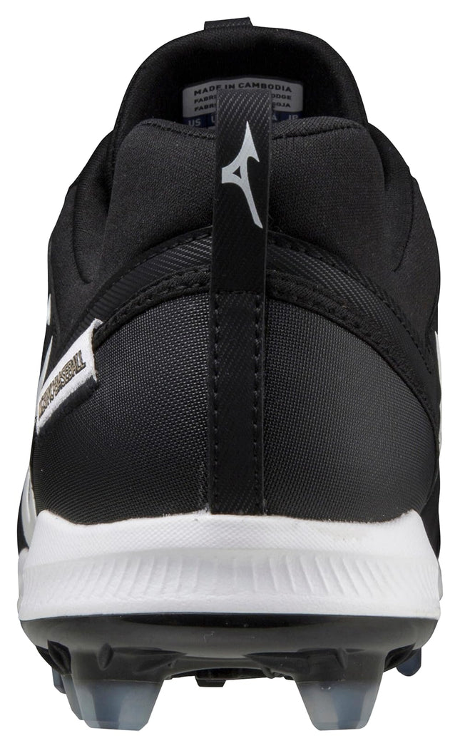 Tacos de béisbol bajos moldeados Mizuno Ambition 2 Tpu para hombre, negro/blanco, 14 para mujer/12.5 para hombre