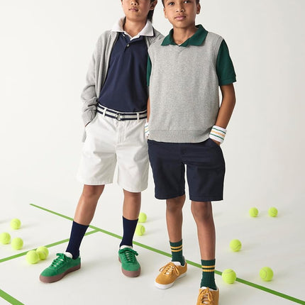 The Children's Place Boys Stretch Chino Shorts, Flax/New Navy 2-Pack, 8 Husky