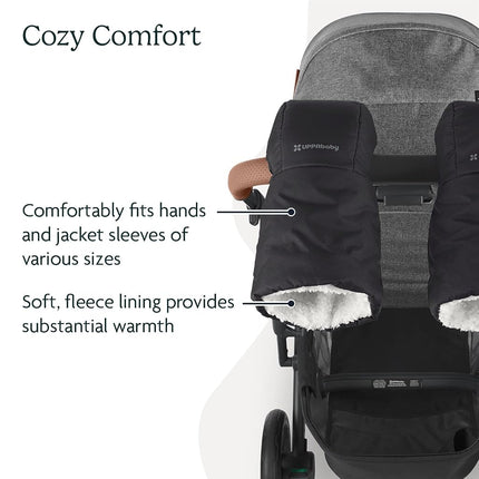 UPPAbaby CozyHandmuff - Easily Attaches to Stroller Handlebars - Ultra-Plush, Weather-Proof Hand Protection - Jake (Charcoal)