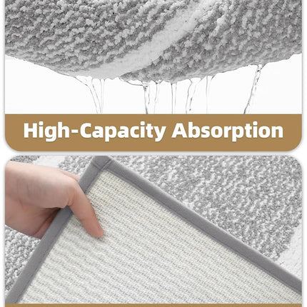 Color&Geometry Simple and Stylish Long Bathroom Rugs Runner Non Slip, 24"x59" Gray Bath Runner Rug, Absorbent, Soft, Washable, Microfiber Bath Mat Bathroom Carpet