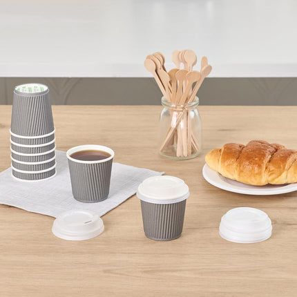 Restaurantware-SOLO TAPAS: Tapas compostables para vasos de café Basic Nature, 500 tapas desechables para vasos de bebidas calientes - Vasos vendidos por separado, se adapta a vasos de 4 onzas, tapas de vasos de plástico PLA blancas, certificado BPI