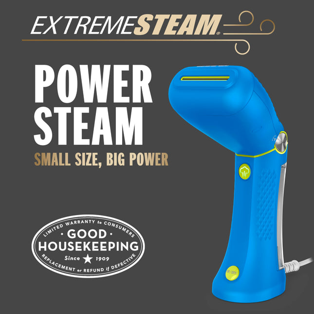 Conair Power Steam Handheld Travel Garment Steamer for Clothes with Dual Voltage for Worldwide Use, ExtremeSteam 1200W, For Home, Office and Travel, Blue - Limited Edition Color