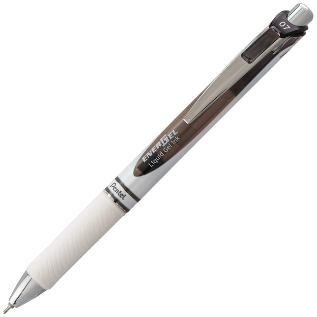 Stylo-bille rétractable à encre gel liquide Pentel EnerGel Pearl, pointe 0,7 mm, encre noire/bleue/violette, paquet de 12 (BL77W12C)