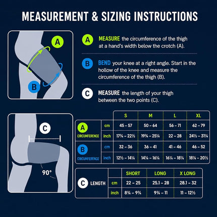 Bauerfeind Sports Compression Upper Leg Sleeves (1 Pair) - Thigh & Hamstring Sleeves for Improved Blood Circulation & Recovery - Thigh Wrap for Quad Support (Navy Blue, X-Large, X-Long)