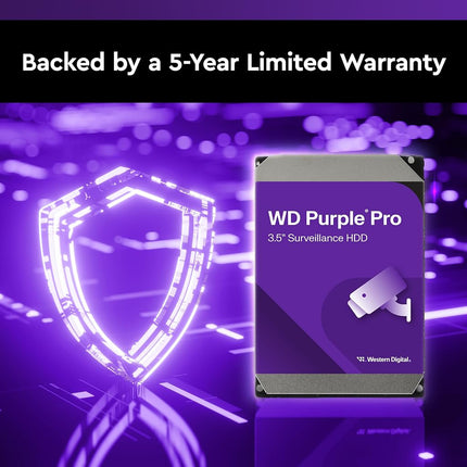 WD Purple Pro 18TB Smart Video 3.5" Internal Hard Drive, AllFrame Technology, 550TB/yr, 512MB Cache, 7200 RPM, 5 Year Warranty