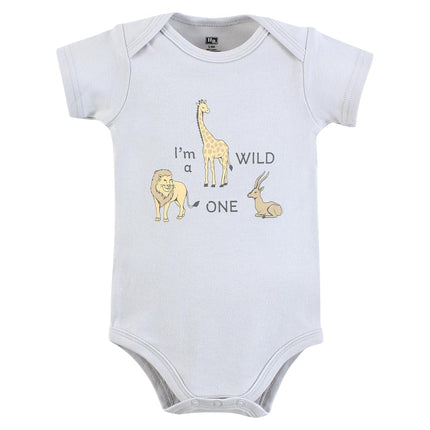 Hudson Baby Unisex Baby Cotton Bodysuits, Neutral Safari World, Preemie