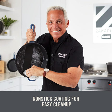Zakarian by Dash 11" Nonstick Cast Iron Grilling & Roasting Pan for Vegetables, Meats, Seafood & More - Grey