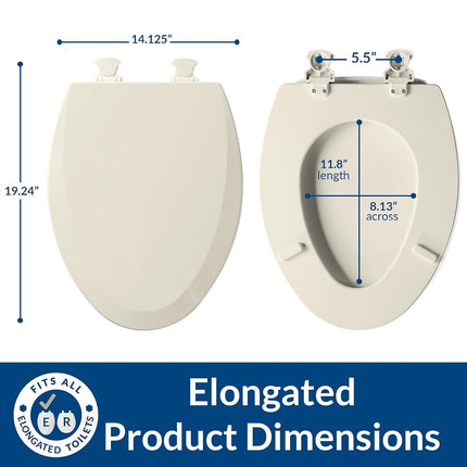 Bemis 1500EC346 Molded Wood Elongated Toilet Seat with Easy Clean and Change Hinge Biscuit/Linen