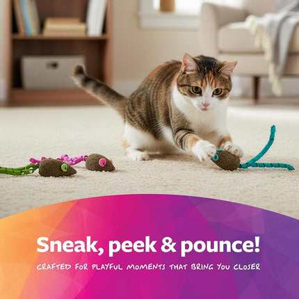 SmartyKat, Souris Magiques, Jouets pour Chat, Jouets à l'Herbe à Chat Comprimée, Pure, Puissante, Sans Salissure, avec Rubans, Lot de 3