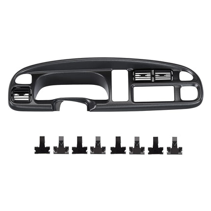ECOTRIC Dash Board Cluster Bezel Cover Compatible with 1998-2002 Dodge Ram 1500 2500 3500 Instrument Pad Panel Dashboard Kit w/Vents Replacement for 5GK51DX9AA 5EU11DX9AB - Clips Included