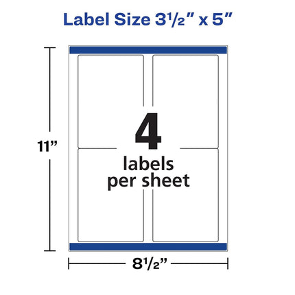 Avery Printable TrueBlock Shipping Labels, 3.5" x 5", Sure Feed, White, 2 Pack, 200 Labels Total (5640)