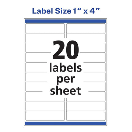 Avery Rectangle Labels with Sure Feed, 1" x 4", 500 Glossy White Labels (36452)