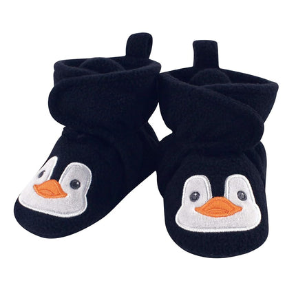 Hudson Baby Unisex-Child Cozy Fleece Booties Slipper Sock, Navy Penguin, 12-18 Months