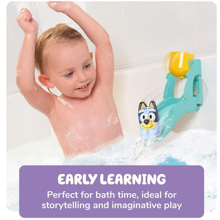 Toomies Bluey’s Waterslide, Bath Toy for Toddlers, Water Play, Moving Eyes, Fine Motor Skill Development, Suction Cup Attachment, For Ages 18 Months+, Durable and Safe Bath Toy for Kids
