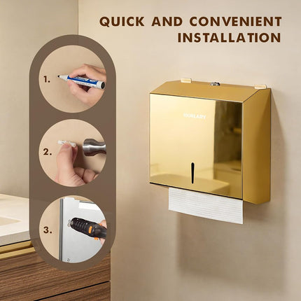 Paper Towel Dispenser Wall Mount Commercial, C Fold Multifold Hand Paper Towel Dispenser, Stainless Steel Tissue Holder