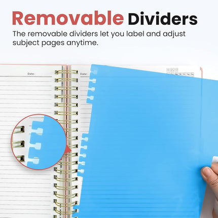 Taja Spiral Notebooks for Work 5 Subject Notebook with Removable Dividers