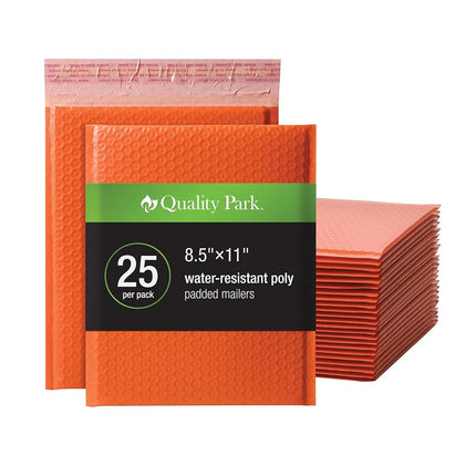 Enveloppes à bulles Quality Park, enveloppes d'expédition 8,25 x 11, enveloppes matelassées orange résistantes à l'eau, bande adhésive Redi-Strip, 25/boîte (QUA85868)