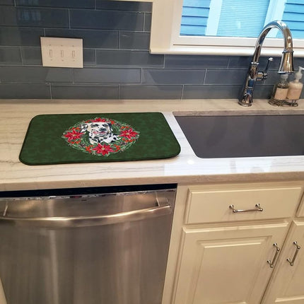 Caroline's Treasures CK1519DDM Dalmatian Poinsetta Wreath Dish Drying Mat, 14 x 21", multicolor