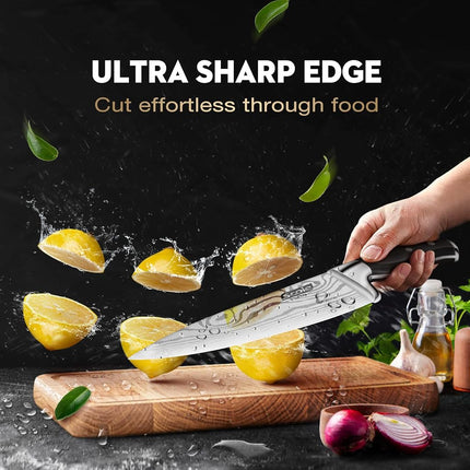 SCOLE® 7-Piece Kitchen Knife Set, Professional Chef Knife Sets Premium 1.4116 German Stainless Steel Knives Set Ultra Sharp Knife Set for Kitchen, Ergonomic Full Tang Handle Triple Rivet, Gift Box