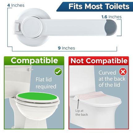 Baby Toilet Lock - Ideal Baby Proof Toilet Lid Lock with Arm - No Tools Needed Easy Installation with 3M Adhesive - Top Safety Toilet Seat Lock - Fits Most Toilets - White (2 Pack, White)