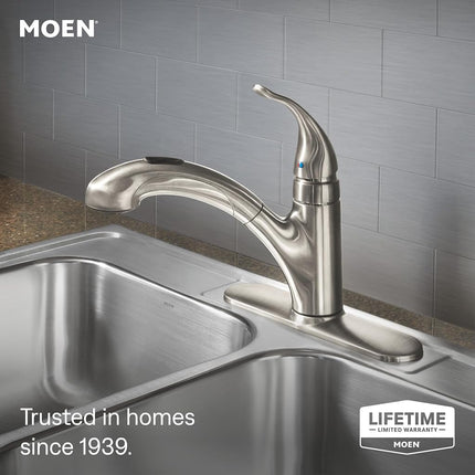 Moen 67315C Integra One-Handle Low Arc Pullout Kitchen Faucet, Chrome