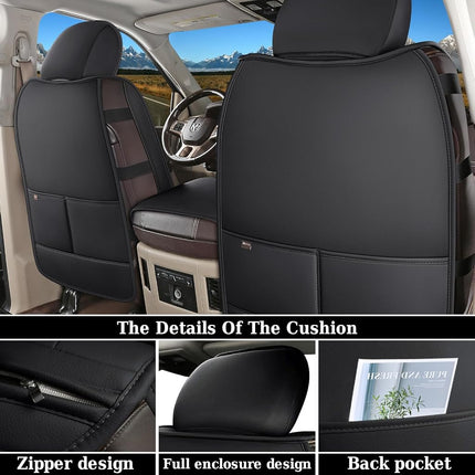 Coverado Seat Covers for Dodge Ram, Waterproof Front Car Seat Covers for Truck Compatible with 2002-2025 Dodge Ram 1500 2500 3500 Crew Double Mega Quad Cab(Black&Red line)