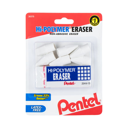 Pentel HI-Polymer Eraser Combo Pack, 6 Caps, 1 Lar