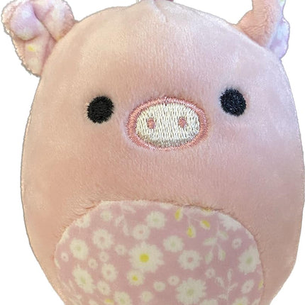 Squishmallow Officiel Kellytoy Peluche Douce et Moelleuse Animal de Pâques (Peter le cochon (ventre fleuri), Clip de 3,5 pouces)