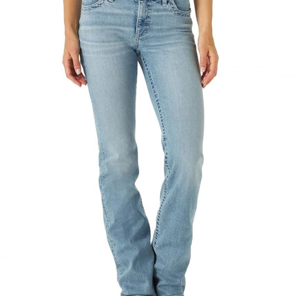 Wrangler Women's Willow Mid Rise Performance Waist Boot Cut Ultimate Riding Jean, Light Wash, 11-32