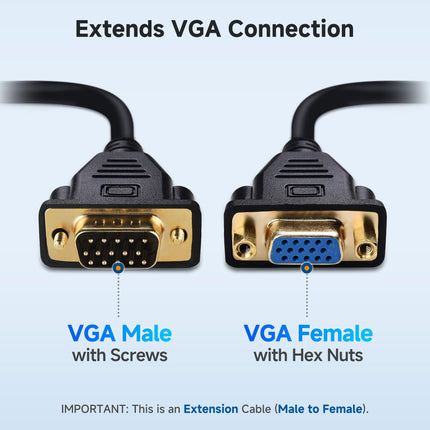 Cable Matters Cable de extensión VGA (Cable VGA Macho a Hembra) - 3 Metros