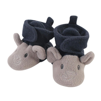 Hudson Baby unisex baby Cozy Fleece Booties Winter Accessory Set, Navy Gray Elephant, 6-12 Months Infant US, Navy Gray Elephant, 6-12 Months