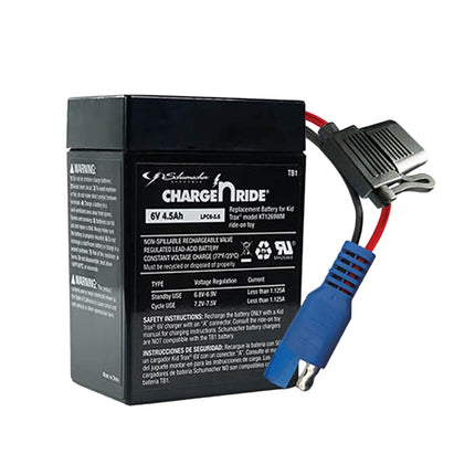 Schumacher Electric 6V Battery for Ride On Toys - 4.5 AH - with Replaceable Fuse - 6 Volt Rechargeable Battery for Kid Trax KT1269WM & Other Vehicles with B Connector - Safe & Easy to Use