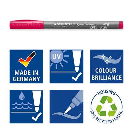 STAEDTLER 371 C12-2 Pigment Arts Brush Pen - Assorted Pastel Colours (Pack of 12)