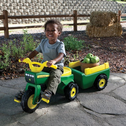 Tomy John Deere Pedal Tractor Trike and Wagon Trailer. Ride On Toy for Children 18 Months and up, Green 46088