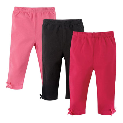 Hudson Baby Pantalones y Leggings de Algodón para Bebés Niñas, Rosa Negro, 2T