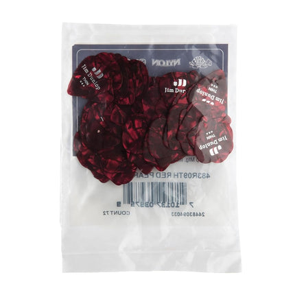 Dunlop 483R09TH Genuine Celluloid, Red Pearloid, Thin, 72/Bag