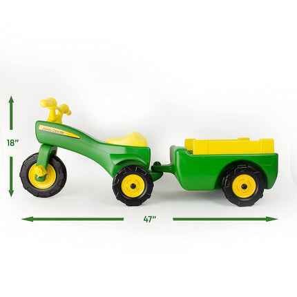 Tomy John Deere Pedal Tractor Trike and Wagon Trailer. Ride On Toy for Children 18 Months and up, Green 46088
